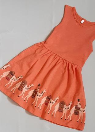 Платье сарафан palomino оранжевое египетские мотивы на 4-5 лет (104-110см)