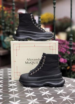 Женские ботинки alexander mcqueen tread slick black