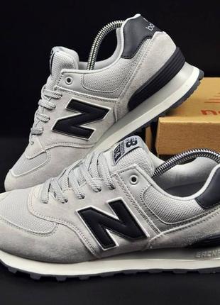 Кроссовки мужские new balance 574 light gray &amp; black👟