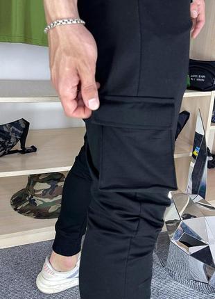 Мужские легкие летние брюки черные трикотаж высокого качества7 фото