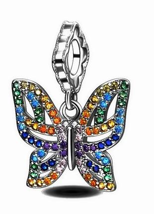 Шарм для браслета pandora, метелик з камінчиками1 фото