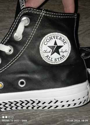 Стильные черные высокие кеды converse 35р. хайтопы под кожу5 фото