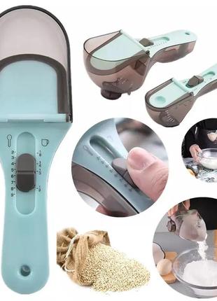 Регулируемая пластиковая мерная ложка 2 шт для измерения adjustable measuring spoon6 фото