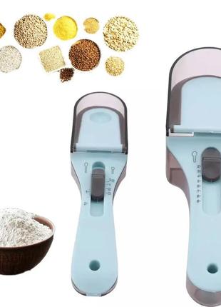 Регулируемая пластиковая мерная ложка 2 шт для измерения adjustable measuring spoon1 фото