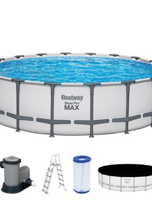 Каркасний басейн bestway 561fj steel pro max™ frame pool з філ...