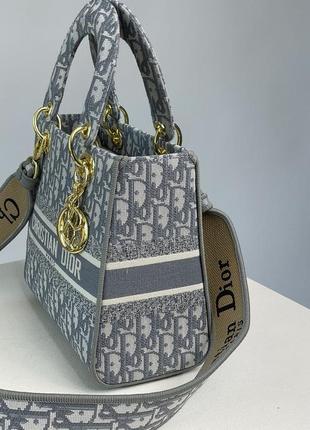 Сумка christian dior medium lady d-lite bag grey