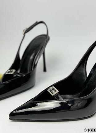 Туфлі чорні слінгбеки з декоративним вирізом