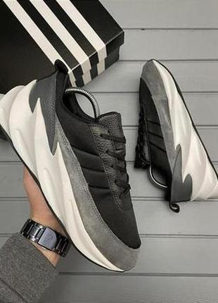 Кроссовки adidas shark кожаные с замшевой вставочкой1 фото