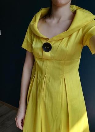 Сочное желтое нарядное/праздничное платье миди. 36,38,407 фото
