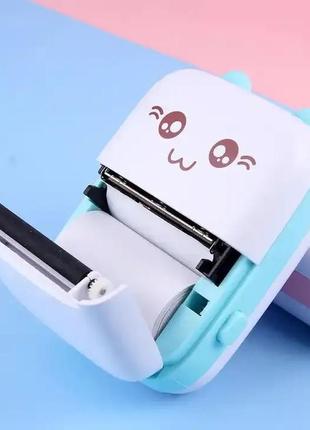 Портативный карманный детский принтер мини принтер с термопечатью голубой + бумага 5+1 шт5 фото