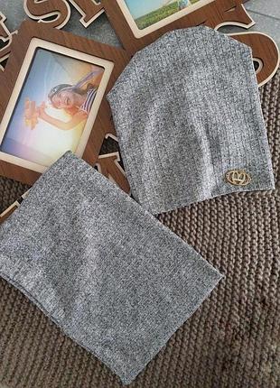 ✨шапка+хомут підліткова👌 🍁демисезон🍁