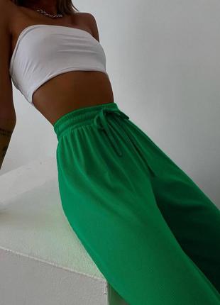 Жіночі літні штани кльош з турецького рубчика10 фото