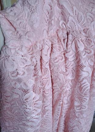 Кружевное, нежное розовое платье3 фото