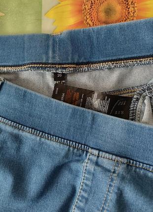 Р 20 / 54-56 легкие укороченные синие джеггинсы штаны брюки капри бриджи большие батал стрейчевые4 фото