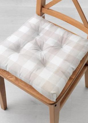 Водоотталкивающая подушка на стул с тефлоновым покрытием time textile бежевая клеточка1 фото