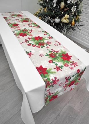 Новогодняя дорожка на стол (раннер) time textile poinsettia