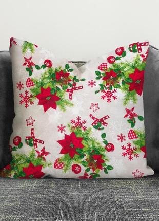 Новогодняя декоративная подушка time textile poinsettia2 фото