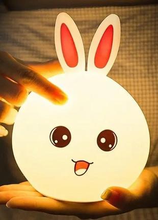 Детский ночник rgb силиконовый кролик rabbit silicone зайка с ушками