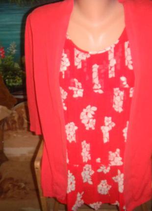 Next кофточка подвійна р 16 червона+білі квіти