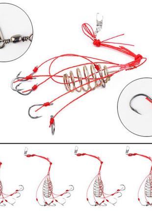 4х донна снасть оснастка, годівниця з гачками no10 для фідера1 фото