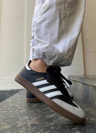 Топовые женские кроссовки adidas samba black/white/grey