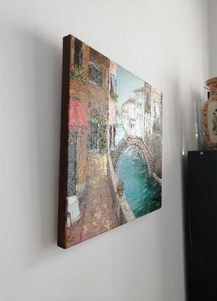 Картина "венецианский канал" маслом в технике мастихин2 фото
