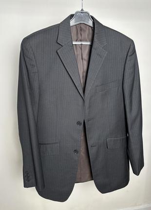 Пиджак в полоску коричневый1 фото