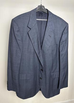 Синий пиджак мужской в клетку натуральная шерсть aquascutum1 фото