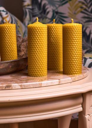 Великий еко набрі з жовтих натуральних свічок з вощини з 6 шт6 фото