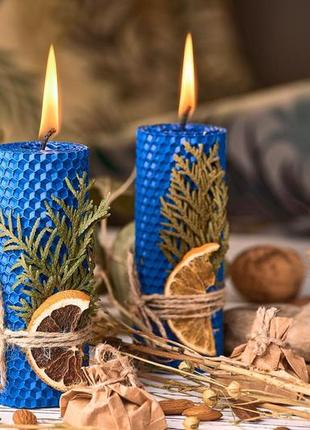 Набір декоративних медових еко свічок з вощини для подарунку та декору4 фото