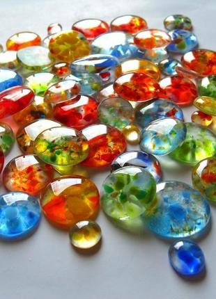Декоративні скляні каменці, кабошони, краплі, мозаїка2 фото