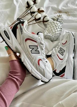 New balance nb 530 silver (червоні вставки)