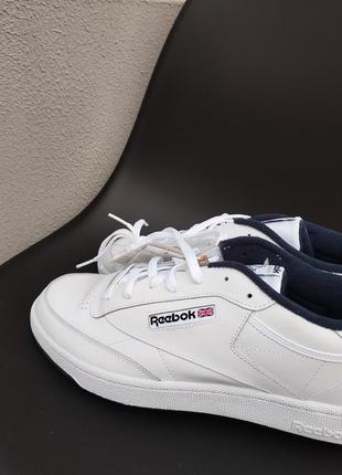 Кожаные мужские кроссовки reebok club c 85 in-white6 фото