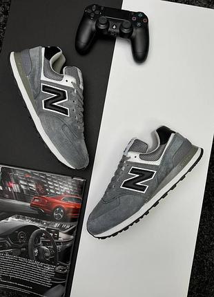 Мужские кроссовки new balance 574 full suede grey black