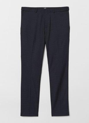 H&m - 30w 30l - штани чоловічі т-сині - дрібна клітинка брюки мужские7 фото