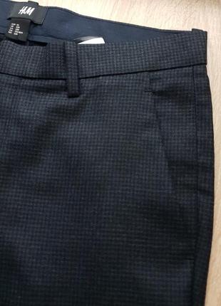 H&m - 30w 30l - штани чоловічі т-сині - дрібна клітинка брюки мужские2 фото