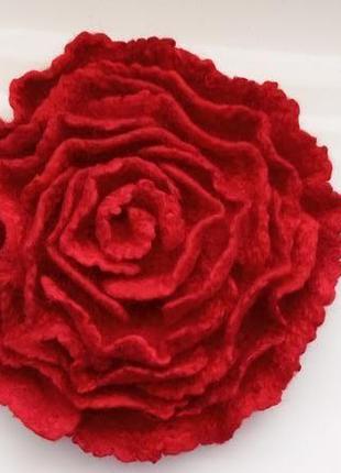 Брошка "розкішна троянда" з вовни ручної роботи4 фото