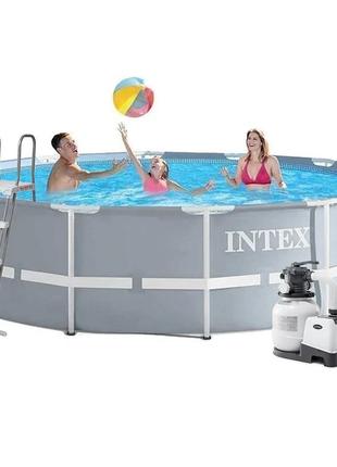 Каркасний басейн intex 26718 - 7, 366 х 122 см (7 900 л/год, драбина, тент, підстилка)