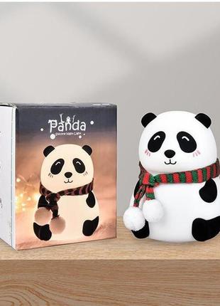 Ночник-светильник панда детский настольный  на аккумуляторе, мягкий силиконовый светильник10 фото