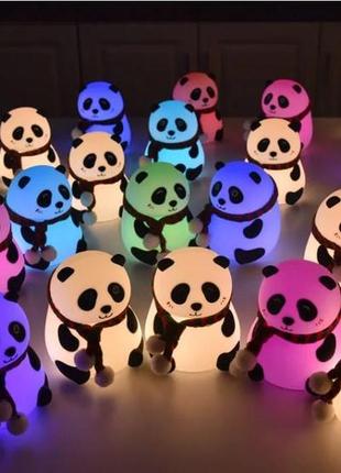 Ночник-светильник панда детский настольный  на аккумуляторе, мягкий силиконовый светильник2 фото