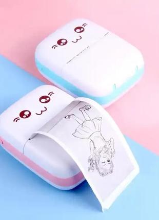 Портативный карманный детский принтер мини принтер с термопечатью pink розовый3 фото