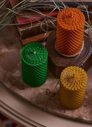 Великий кольоровий набір медових еко свічок з вощини з 9 шт8 фото