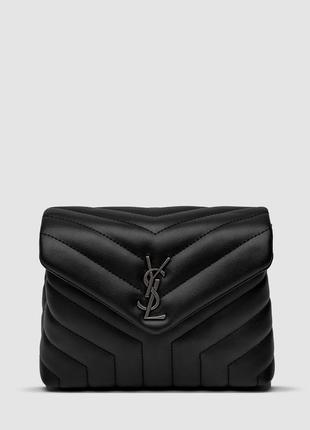 Сумка saint laurent toy loulou in quilted leather black/silver