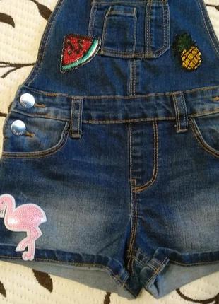 Комбинезон шортами джинсовый на девочку 2-3 лет, фирмы denim co2 фото