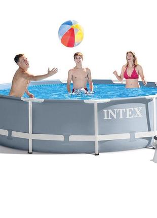 Каркасний басейн intex 26702 - 3, 305 x 76 см (1 250 л/год, тент, підстилка)1 фото