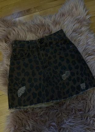 Джинсовая юбка леопард bershka1 фото