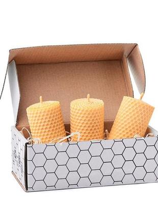 Набір ніжних медових свічок персикового кольору для оригінального подарунку та декору3 фото