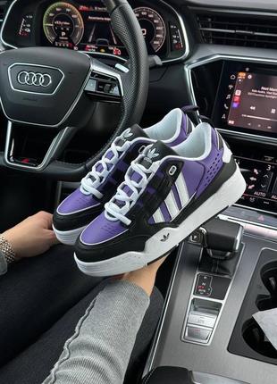 Жіночі кросівки adidas originals adi2000 black white purple (чорні) взуття адідас аді2000 шкіряні демісезон4 фото