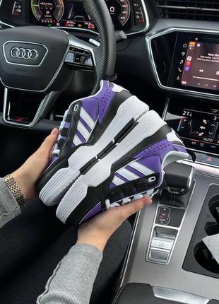 Жіночі кросівки adidas originals adi2000 black white purple (чорні) взуття адідас аді2000 шкіряні демісезон5 фото