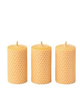 Набір ніжних медових свічок персикового кольору для оригінального подарунку та декору4 фото